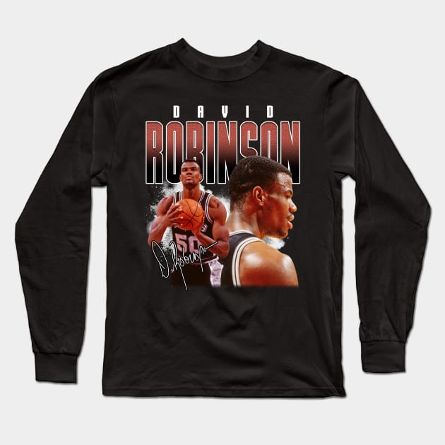 David Robinson Basketball Legend Vintage Signature Retro Bootleg Style Long Sleeve T-Shirt by Koch Sean